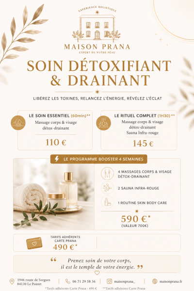 cure massage drainant et detox et raffermissant avignon